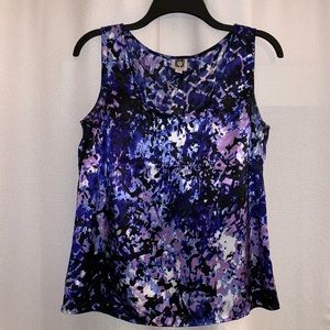 💜 Anne Klein Printed Sleeveless Blouse (Size:S)